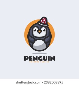 Ilustración con logotipo vectorial Estilo de mascota simple pingüino.