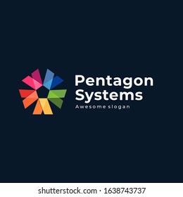 Vector Logo Illustration Pentagon Systems Gradient Colorful