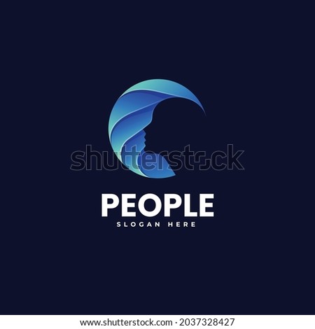 Vector Logo Illustration People Gradient Colorful Style.