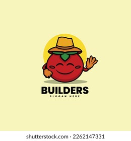 Logo Vector Ilustración Estilo de caricatura mascota Persimmon.