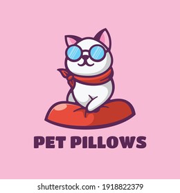 Vector Logo Illustration Pet Pillows Simple Mascot Style.