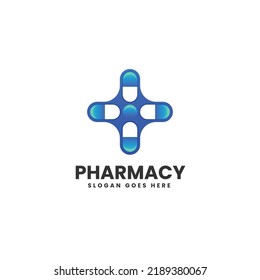 Vector Logo Illustration Pharmacy Gradient Colorful Style