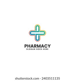 Vector Logo Illustration Pharmacy Gradient Colorful Style