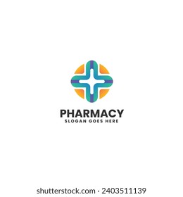 Vector Logo Illustration Pharmacy Gradient Colorful Style