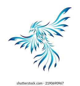 Vector Logo Illustration phoenix Blue Gradient Colorful Style.