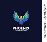 Vector Logo Illustration Phoenix Gradient Colorful Style.
