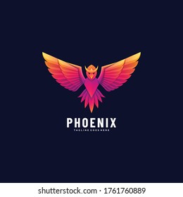 Vector Logo Illustration Phoenix Gradient Colorful Style.