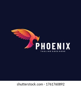 Vector Logo Illustration Phoenix Gradient Colorful Style.