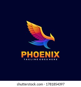 Vector Logo Illustration Phoenix Gradient Colorful Style.