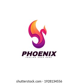 Vector Logo Illustration Phoenix Gradient Colorful Style.