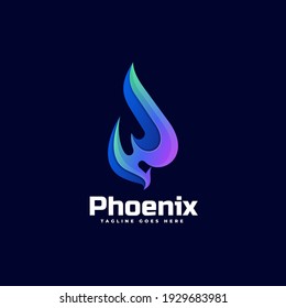Vector Logo Illustration Phoenix Gradient Colorful Style.