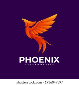 Vector Logo Illustration Phoenix Gradient Colorful Style.