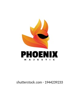 Vector Logo Illustration Phoenix Gradient Colorful Style.