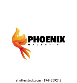 Vector Logo Illustration Phoenix Gradient Colorful Style.