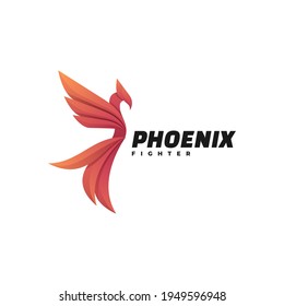 Vector Logo Illustration Phoenix Gradient Colorful Style.