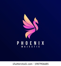 Vector Logo Illustration Phoenix Gradient Colorful Style.