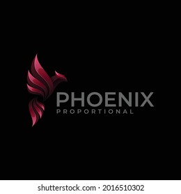 Vector Logo Illustration Phoenix Gradient Colorful Style.