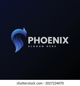Vector Logo Illustration Phoenix Gradient Colorful Style.
