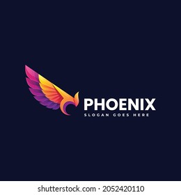 Vector Logo Illustration Phoenix Gradient Colorful Style.