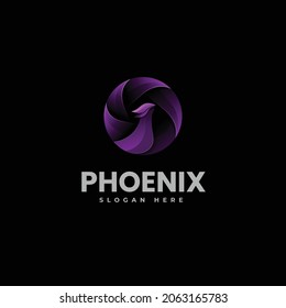 Vector Logo Illustration Phoenix Gradient Colorful Style.