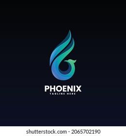 Vector Logo Illustration Phoenix Gradient Colorful Style.