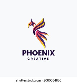 Vector Logo Illustration Phoenix Gradient Colorful Style.