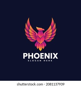 Vector Logo Illustration Phoenix Gradient Colorful Style.