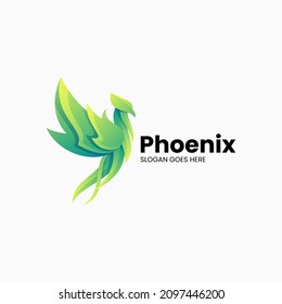 Vector Logo Illustration Phoenix Gradient Colorful Style.