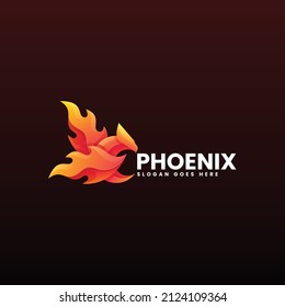 Vector Logo Illustration Phoenix Gradient Colorful Style.