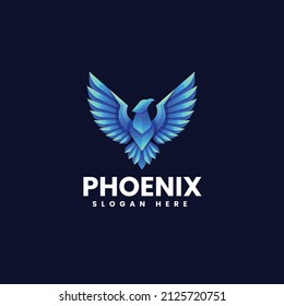 Vector Logo Illustration Phoenix Gradient Colorful Style.