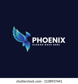 Vector Logo Illustration Phoenix Gradient Colorful Style.