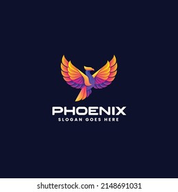 Vector Logo Illustration Phoenix Gradient Colorful Style.