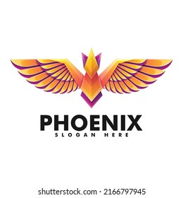 Vector Logo Illustration Phoenix Gradient Colorful Style.