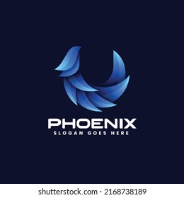 Vector Logo Illustration Phoenix Gradient Colorful Style.