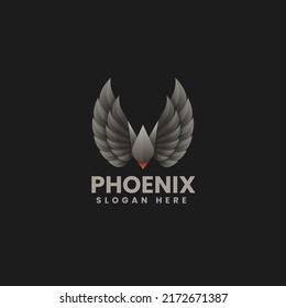 Vector Logo Illustration Phoenix Gradient Colorful Style.