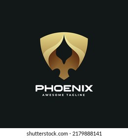 Vector Logo Illustration Phoenix Gradient Colorful Style.