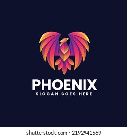 Vector Logo Illustration Phoenix Gradient Colorful Style.