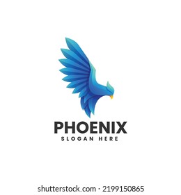 Vector Logo Illustration Phoenix Gradient Colorful Style.