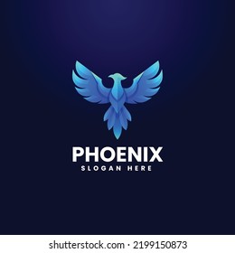 Vector Logo Illustration Phoenix Gradient Colorful Style.