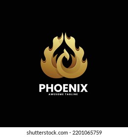 Vector Logo Illustration Phoenix Gradient Colorful Style.
