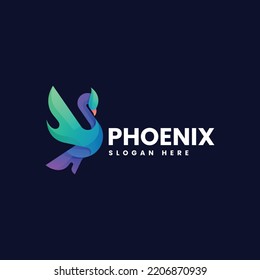 Vector Logo Illustration Phoenix Gradient Colorful Style