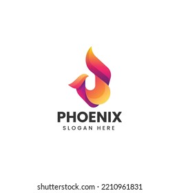 Vector Logo Illustration Phoenix Gradient Colorful Style
