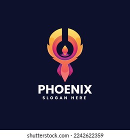 Vector Logo Illustration Phoenix Gradient Colorful Style.