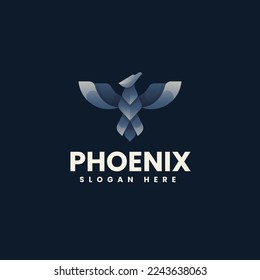 Vector Logo Illustration Phoenix Gradient Colorful Style.