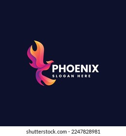 Vector Logo Illustration Phoenix Gradient Colorful Style.