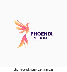 Vector Logo Illustration Phoenix Gradient Colorful Style