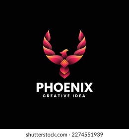 Ilustración con el logotipo del vector Estilo de color gradiente Phoenix