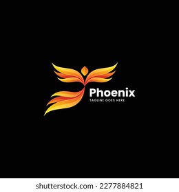 Vector Logo Illustration Phoenix Gradient Colorful Style.