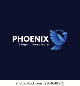 Vector Logo Illustration Phoenix Gradient Colorful Style