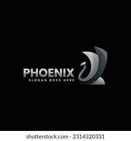 Vector Logo Illustration Phoenix Gradient Colorful Style